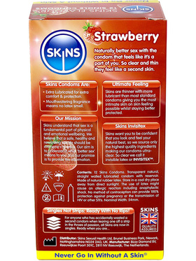 Skins Flavoured: Strawberry, Kondomer, 12 stk