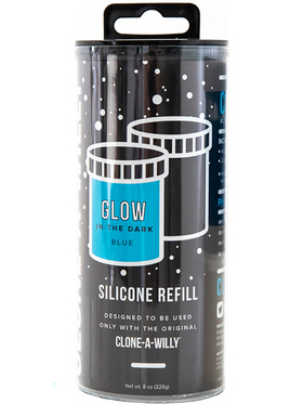 Clone-A-Willy: Silicone Refill, selvlysende, blå