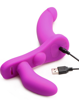 Strap U: Double Take - Purple, Vibrating Strap-On with Harness