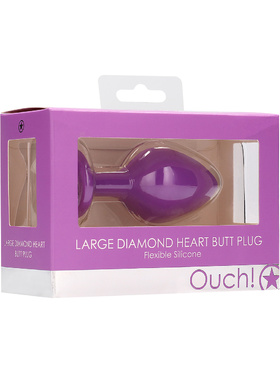 Ouch!: Large Diamond Heart Butt Plug, lilla