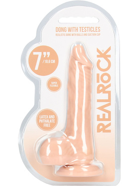 RealRock Skin: Realistic Dildo with Balls, 19 cm, lys