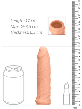 RealRock Skin: Penis Extender, 17 cm, lys