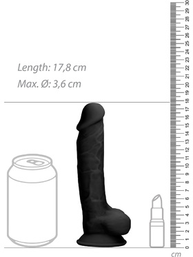 RealRock Ultra: Silicone Dildo / Dual Density, 18 cm, svart