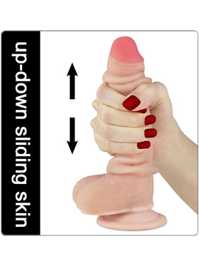 LoveToy: Sliding-Skin Dildo, 17.5 cm, lys