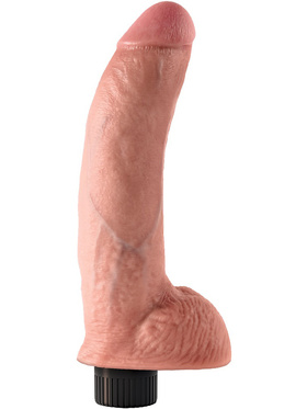 King Cock: Vibrating Cock with Balls, 23 cm, lys