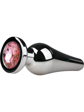 EasyToys: Metal Butt Plug No. 11 with Crystal, medium, sølv/rosa