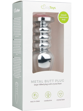 EasyToys: Metal Butt Plug No. 19 with Crystal, sølv/rosa