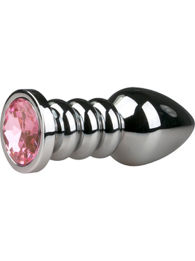 EasyToys: Metal Butt Plug No. 19 with Crystal, sølv/rosa