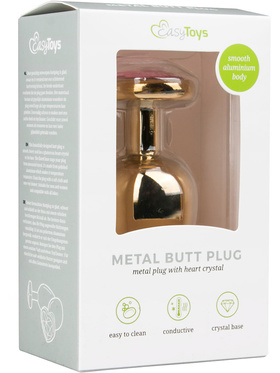 EasyToys: Metal Butt Plug No. 8 with Heart, large, gull/rosa