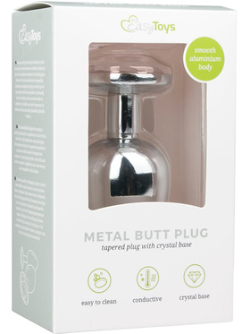 EasyToys: Metal Butt Plug No. 6 with Crystal, large, sølv/clear