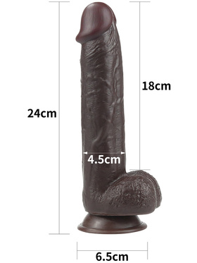 LoveToy: Sliding-Skin Dildo, 24 cm, mørk