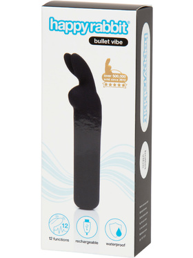 Happy Rabbit: Oppladbar Bulletvibrator, svart 