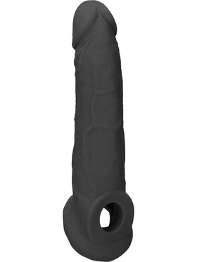 RealRock: Penis Extender with Rings, 22 cm, svart