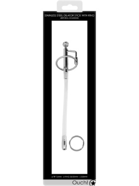 Ouch!: Urethral Sounding, Steel Dilator Stick with Ring, 7.6 mm