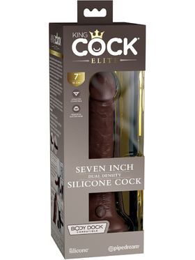 King Cock Elite: Dual Density Silicone Cock, 21 cm, mørk