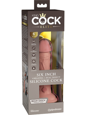 King Cock Elite: Dual Density Silicone Vibrating Cock, 18 cm, lys