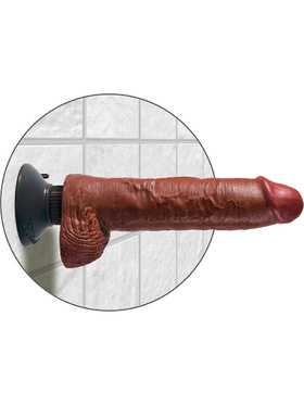 King Cock: Vibrating Cock with Balls, 25 cm, mørk