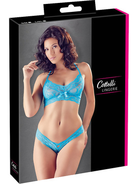 Cottelli Lingerie: Blonde-BH og truser, blå