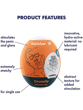 Satisfyer: Masturbator Egg, Crunchy, 3 stk