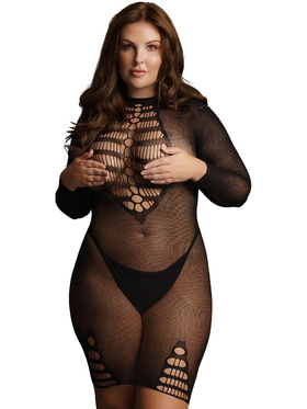 Le Désir: Long Sleeve Fishnet Dress, One Size Plus