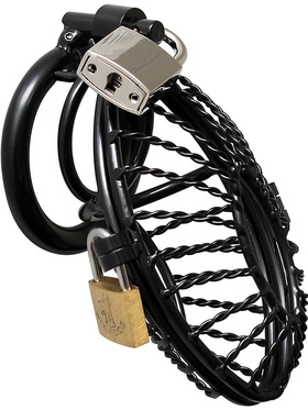 Rimba: Metal Male Chastity Device with Padlocks, svart