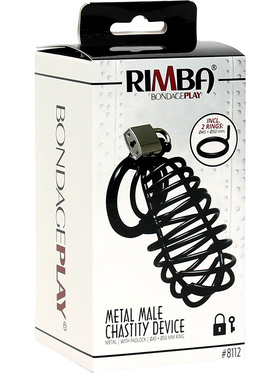 Rimba: Metal Male Chastity Device with Padlock, svart