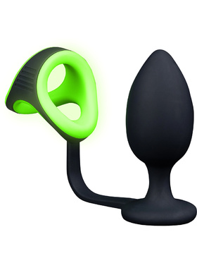 Ouch! Glow in the Dark: Butt Plug with Cock Ring & Ball Strap