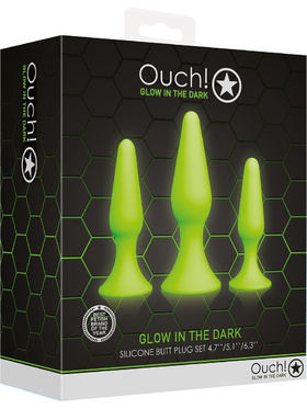 Ouch! Glow in the Dark: Silicone Butt Plug Set