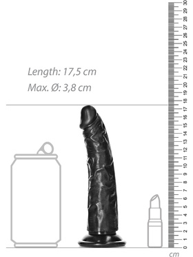 RealRock: Slim Realistic Dildo, 15,5 cm, svart