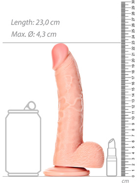 RealRock: Curved Realistic Dildo with Balls, 20.5 cm, lys