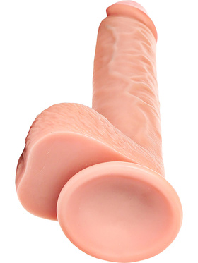 RealRock: Straight Realistic Dildo with Balls, 25.5 cm, lys