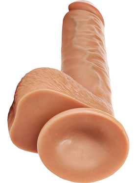 RealRock: Straight Realistic Dildo with Balls, 25.5 cm, lysebrun