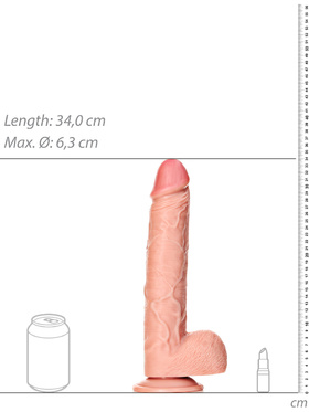 RealRock: Straight Realistic Dildo with Balls, 30.5 cm, lys