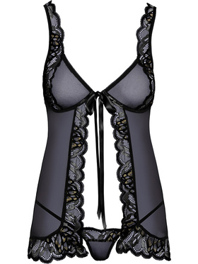 Kissable: Babydoll og String Sett, svart