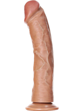 RealRock: Curved Realistic Dildo, 25.5 cm, lysebrun