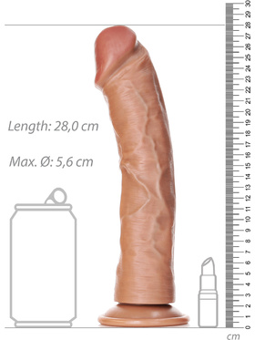 RealRock: Curved Realistic Dildo, 25.5 cm, lysebrun