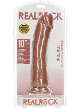 RealRock: Curved Realistic Dildo, 25.5 cm, lysebrun