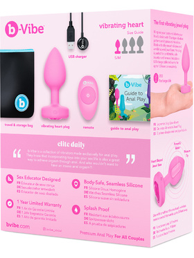 B-Vibe: Vibrating Heart, Remote Control Plug, rosa