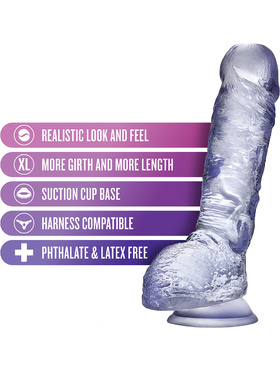 B Yours Plus: Hearty n' Hefty Dildo, 23 cm, gjennomsiktig