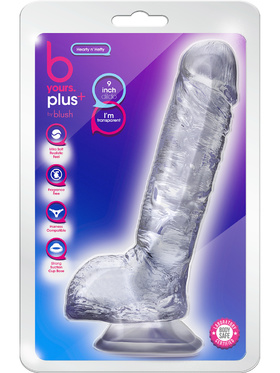 B Yours Plus: Hearty n' Hefty Dildo, 23 cm, gjennomsiktig