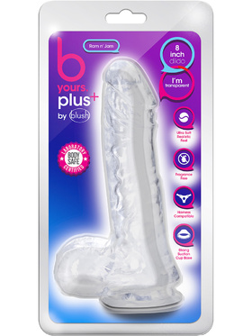 B Yours Plus: Ram n' Jam Dildo, 20 cm, gjennomsiktig