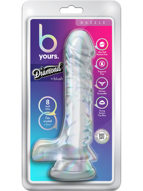 B Yours: Diamond Dazzle Dildo, 23 cm, gjennomsiktig