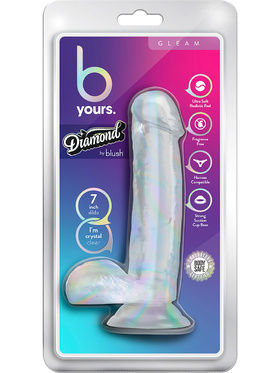 B Yours: Diamond Gleam Dildo, 18 cm, gjennomsiktig