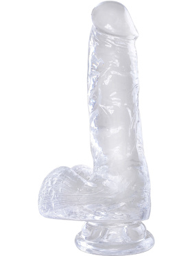 King Cock Clear: Dildo with Balls, 18 cm, gjennomsiktig