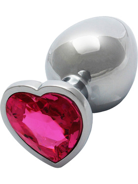 Ouch!: Heart Gem Metal Butt Plug, large, sølv