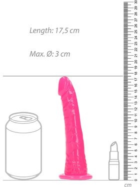 RealRock: Glow in the Dark Realistic Dildo, 15.5 cm, rosa