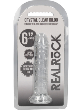 RealRock: Crystal Clear Straight Realistic Dildo, 14.5 cm, gjennomsiktig