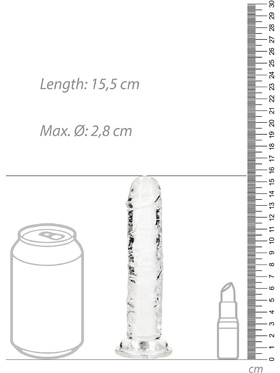 RealRock: Crystal Clear Straight Realistic Dildo, 14.5 cm, gjennomsiktig