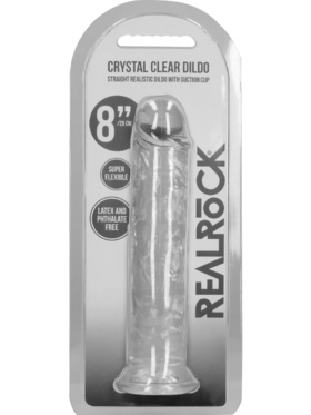 RealRock: Crystal Clear Straight Realistic Dildo, 20 cm, gjennomsiktig