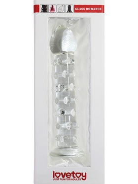 LoveToy: Glass Romance Dotted Dildo, gjennomsiktig